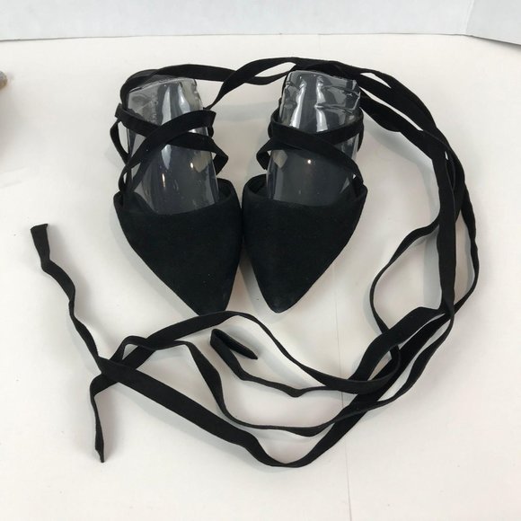 BCBG Suede ankle strap/tie flats Sz 9 womens - Picture 1 of 7